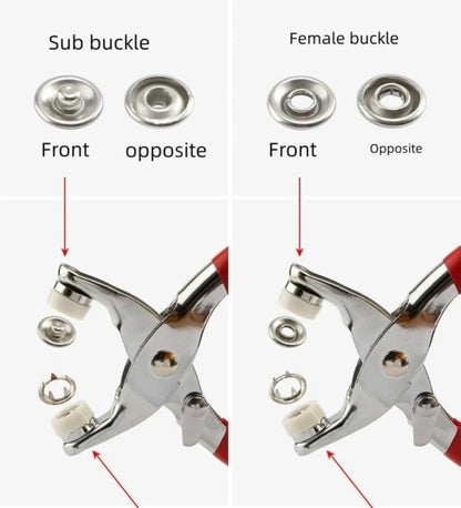 100 pcs Invisible Colored Metal Buckle & Manual Pressure Pliers Kit