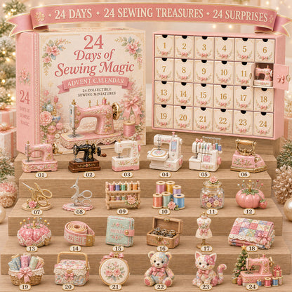 24 Days of Sewing Magic Advent Calendar Christmas Countdown Gift with 24 Collectible Miniatures for Sewing Lovers