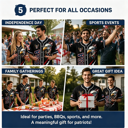 USA 250th Anniversary All-Over Print Patriotic Baseball Jersey