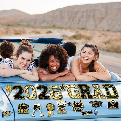 20 Pcs Graduation Magnets 2026 Cruise Door Car Magnets Congrats Grad Cap Magnetic Decorations for Refrigerator Garage