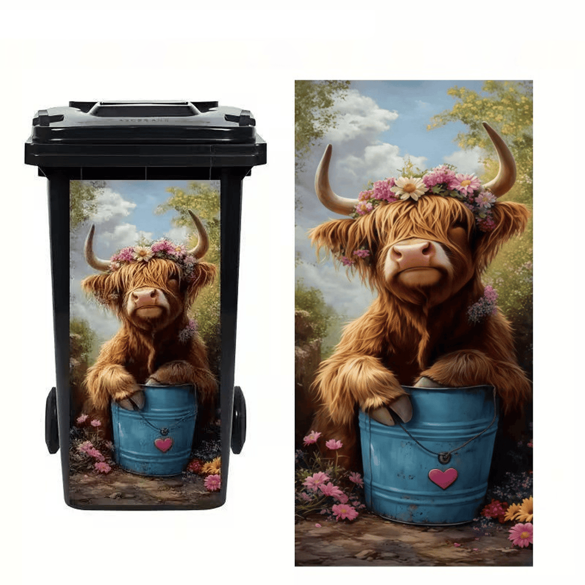 Creative Trash Can Sticker with Colourful Cartoon