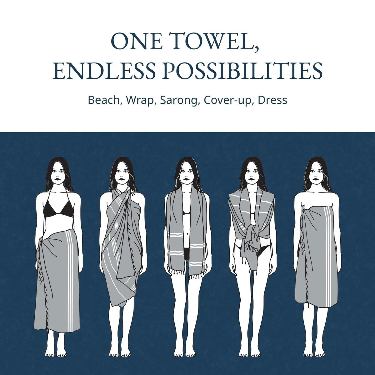 Summer Lightweight XL Flat-Weave Beach Towel