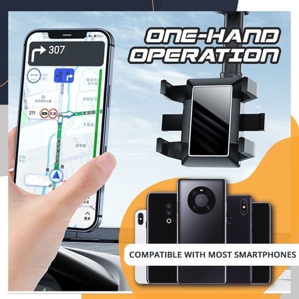 360 Rotatable and Retractable-Car Rearview Mirror Phone Holder
