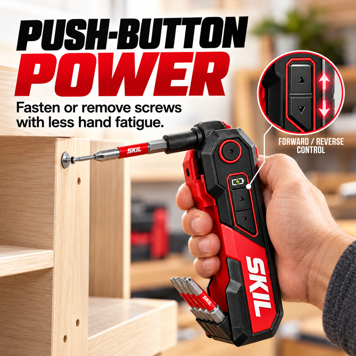 Rechargeable Powered Folding Hex Key 3-Angle Electric Driver with 11-Piece Bit Set