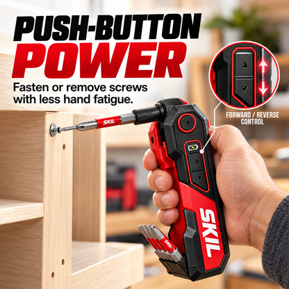 Rechargeable Powered Folding Hex Key 3-Angle Electric Driver with 11-Piece Bit Set