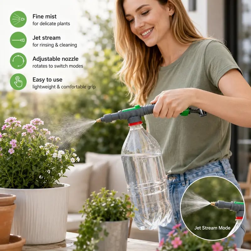 2PCS Reusable Bottle Sprayer Nozzle Plant Watering & Cleaning Tool