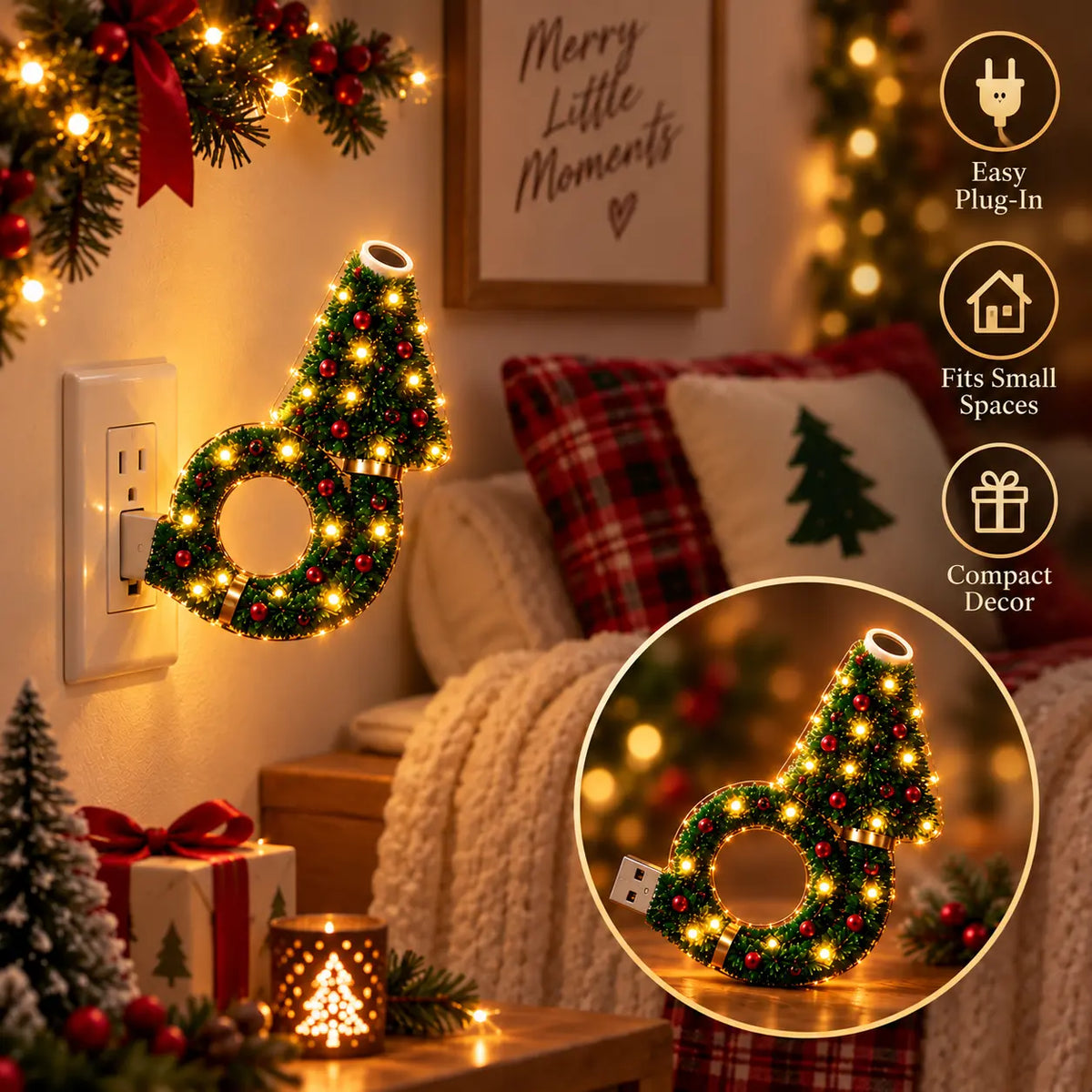 2026 USB Plug-In Christmas Projector Night Light, 6+ Holiday Pattern Ceiling Lamp