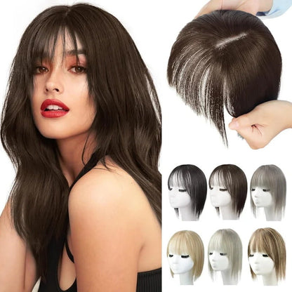 Superior Quality-Natural Hair Toppers With Bangs For Women