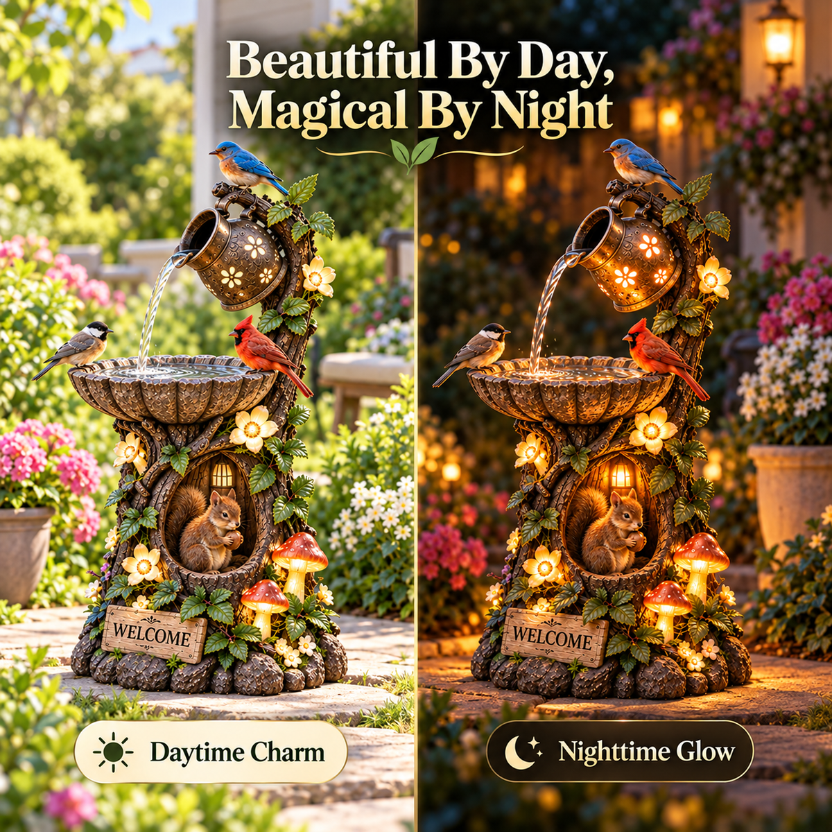 Solar Birdbath Fountain Garden Decor A Cozy Wildlife Haven for Your Yard