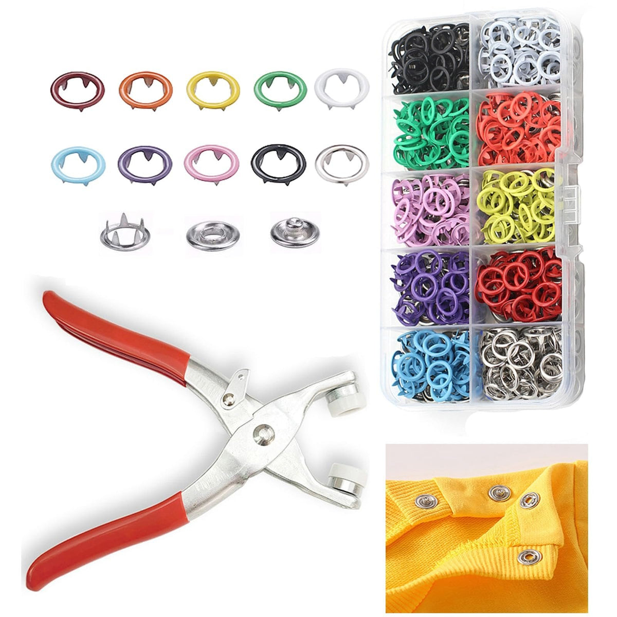 100 pcs Invisible Colored Metal Buckle & Manual Pressure Pliers Kit