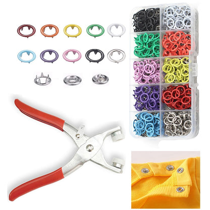 100 pcs Invisible Colored Metal Buckle & Manual Pressure Pliers Kit