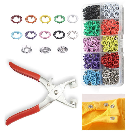 100 pcs Invisible Colored Metal Buckle & Manual Pressure Pliers Kit