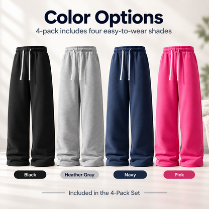 4-Pack Ultra-Soft Wide-Leg Sweatpants