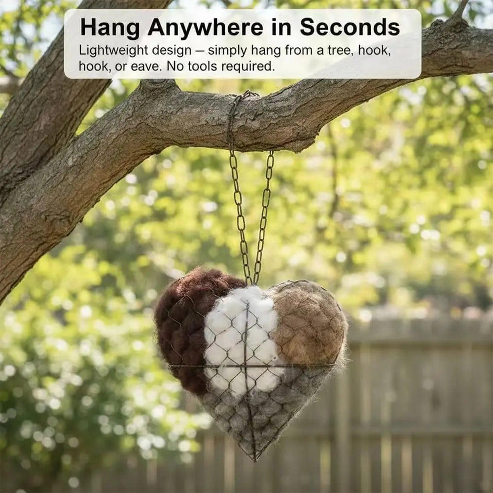 Handmade Alpaca Fiber Bird Nesting Heart