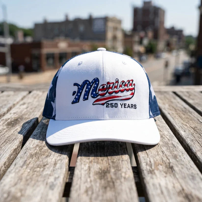 Merica 250 Years Embroidered Mesh Back Trucker Hat