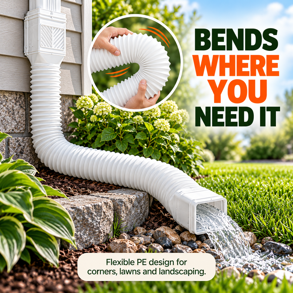Universal Flexible Gutter Downspout Extension Set (2-Pack) 1.5M Foundation Protection
