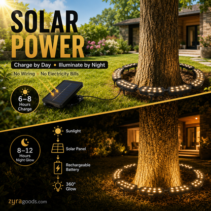 Ring-Shaped Solar Tree Lights Weatherproof Outdoor Spotlights Ideal for Trees, Pillars, and Gardens