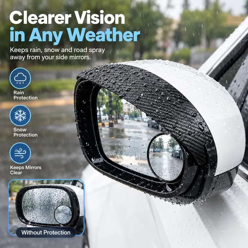 2-in-1 Rearview Mirror Rain Visor with 360 Blind Spot Mirror!