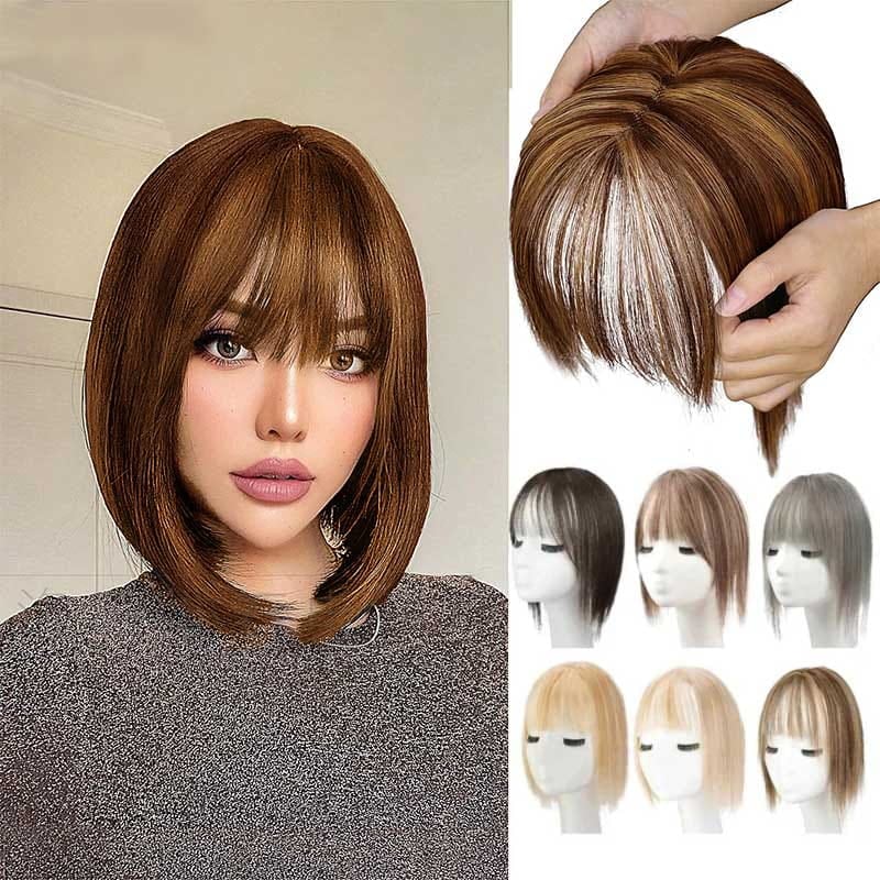 Superior Quality-Natural Hair Toppers With Bangs For Women