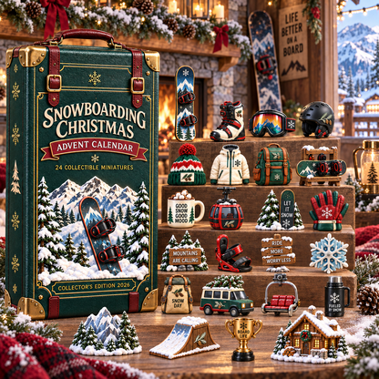 2026 Snowboarding Christmas Advent Calendar 24 Unique Collectible Miniatures for Snowboard Lovers & Mountain Adventures