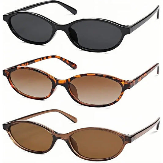 3 PCS Retro Oval Sunglasses for Women Chic Cat Eye 90s Sunnies