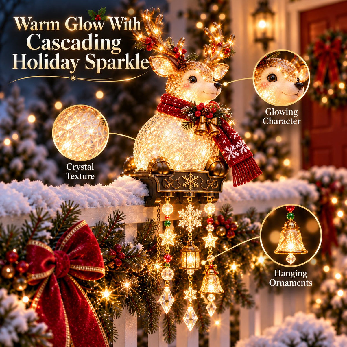 Christmas Porch Railing Lights 4 Festive Character Designs