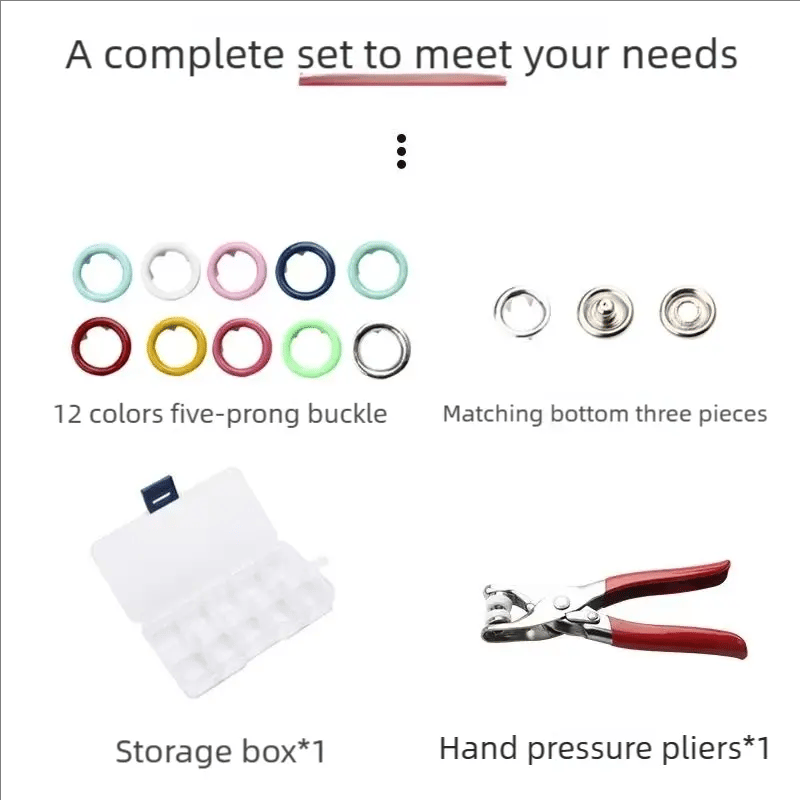 100 pcs Invisible Colored Metal Buckle & Manual Pressure Pliers Kit
