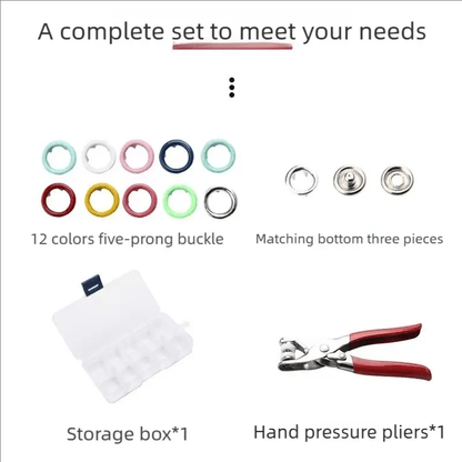 100 pcs Invisible Colored Metal Buckle & Manual Pressure Pliers Kit