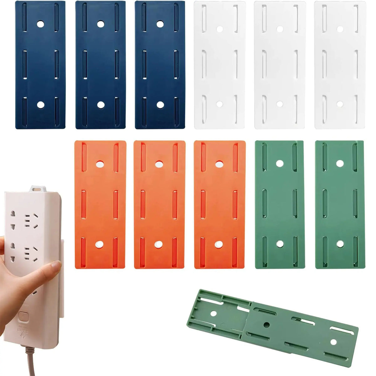 10-Pack No-Drill Power Strip Holders Peel, Stick & Organize