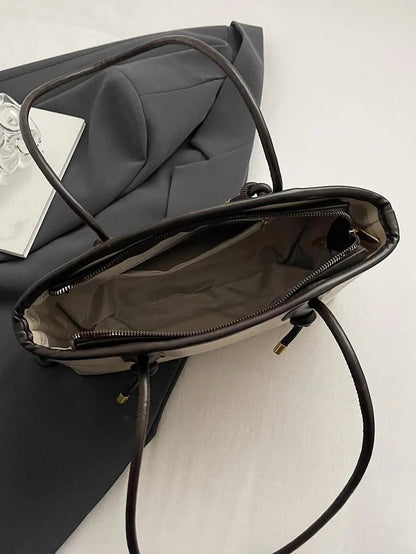Women's Elegant Solid Color Large Capacity Shoulder Bag | Trendy Versatile Tote for Daily Commute & Casual Use