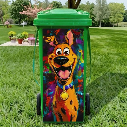 Creative Trash Can Sticker with Colourful Cartoon
