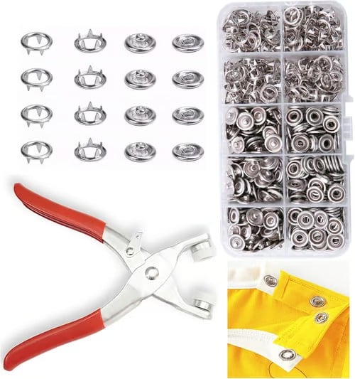 100 pcs Invisible Colored Metal Buckle & Manual Pressure Pliers Kit