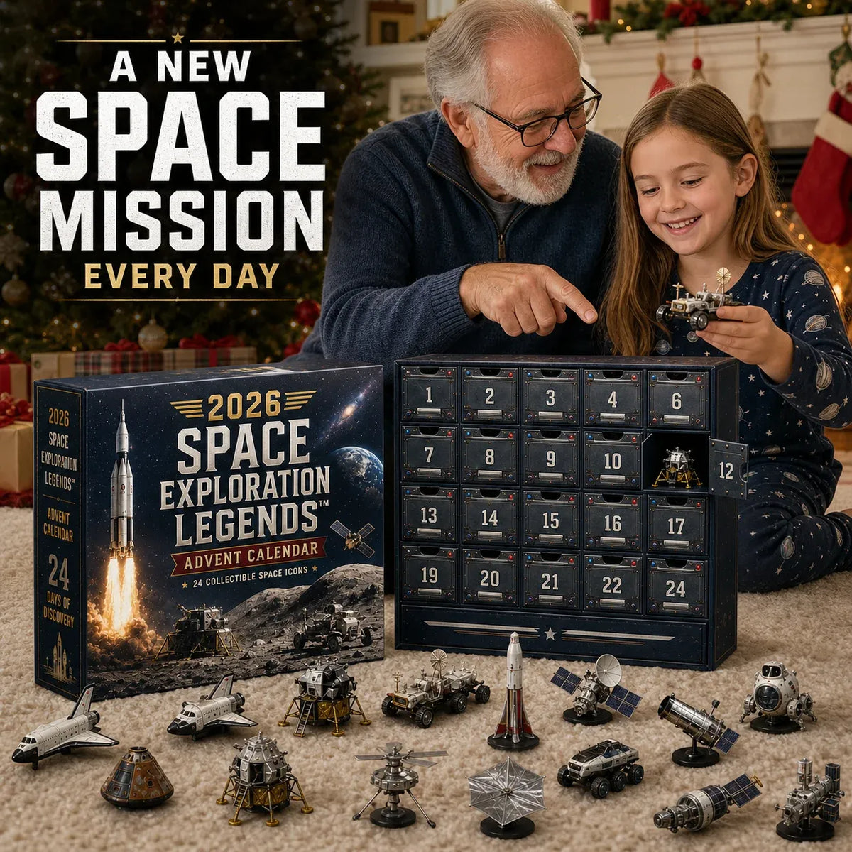 2026 Space Exploration Legends Advent Calendar 24 Days of Space Missions, 24 Collectible Surprises
