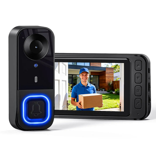 1080P Wireless Video Doorbell with Monitor No WiFi, No App, No Subscription