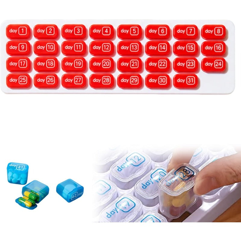 31-Day Pill Organizer Tray Monthly Medication & Vitamin Tracker for Daily Wellness
