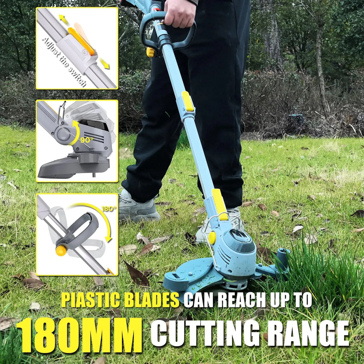 2026 Upgraded Cordless Grass Trimmer with 3 Cutting Heads