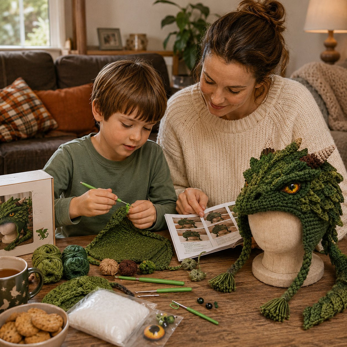 Fantasy Hood Hat DIY Crochet Kit | Premium Soft Yarn Materials with Step-by-Step Guide DIY Handmade Wearable Character