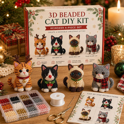 Create Your Own 3D Beaded Christmas Cats | Beginner-Friendly DIY Kit