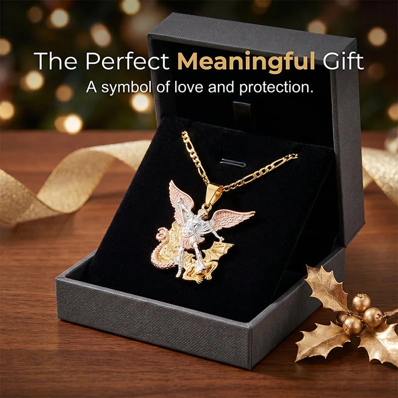 2026 Arrivals Tri-Tone Angel Guardian Pendant Necklace Elegant & symbolic Perfect for daily wear or gifting delicate