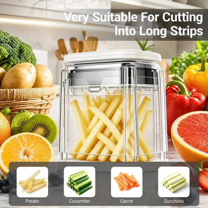 2026 - Fingersafe French Fry Cutter Stainless Steel Potato Slicer with Detachable Interchangeable Blades