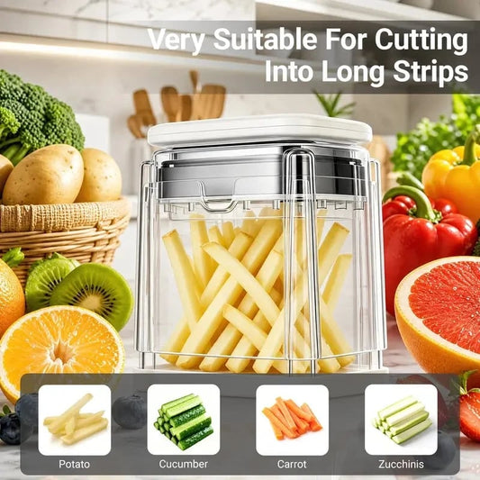 2026 - Fingersafe French Fry Cutter Stainless Steel Potato Slicer with Detachable Interchangeable Blades
