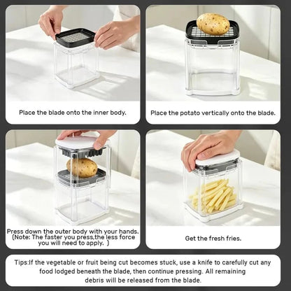 2026 - Fingersafe French Fry Cutter Stainless Steel Potato Slicer with Detachable Interchangeable Blades