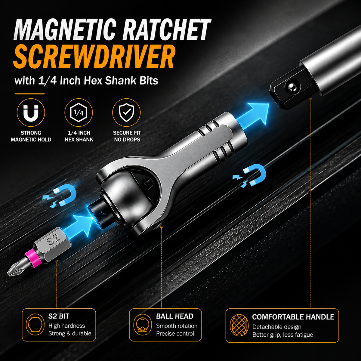 40 in 1 Ratchet Screwdriver Set, 60-Tooth Magnetic Ratcheting Screwdriver Set with 180 Rotating Ratchet Head