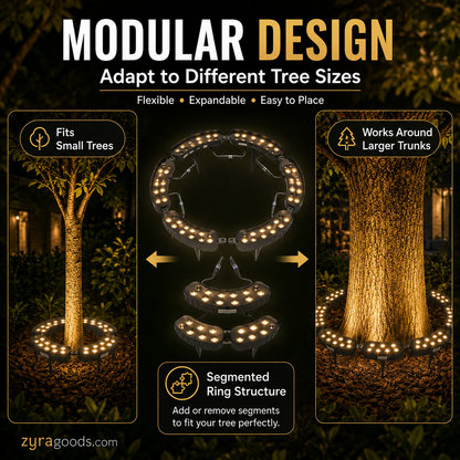 Ring-Shaped Solar Tree Lights Weatherproof Outdoor Spotlights Ideal for Trees, Pillars, and Gardens