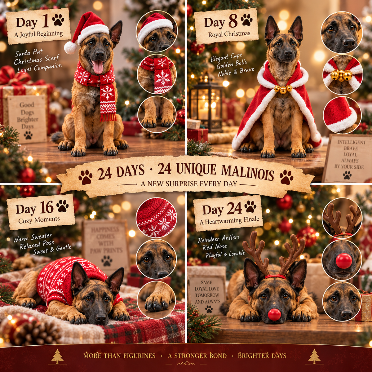 24 Days of Belgian Malinois Joy 24 Unique Collectible Figurines