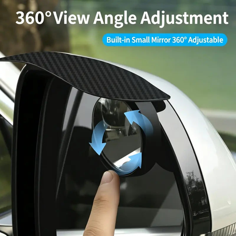 2-in-1 Rearview Mirror Rain Visor with 360 Blind Spot Mirror!