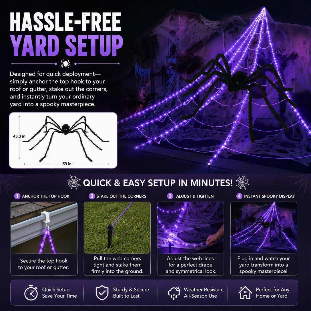 Halloween Sellers Halloween glowing spider web lights