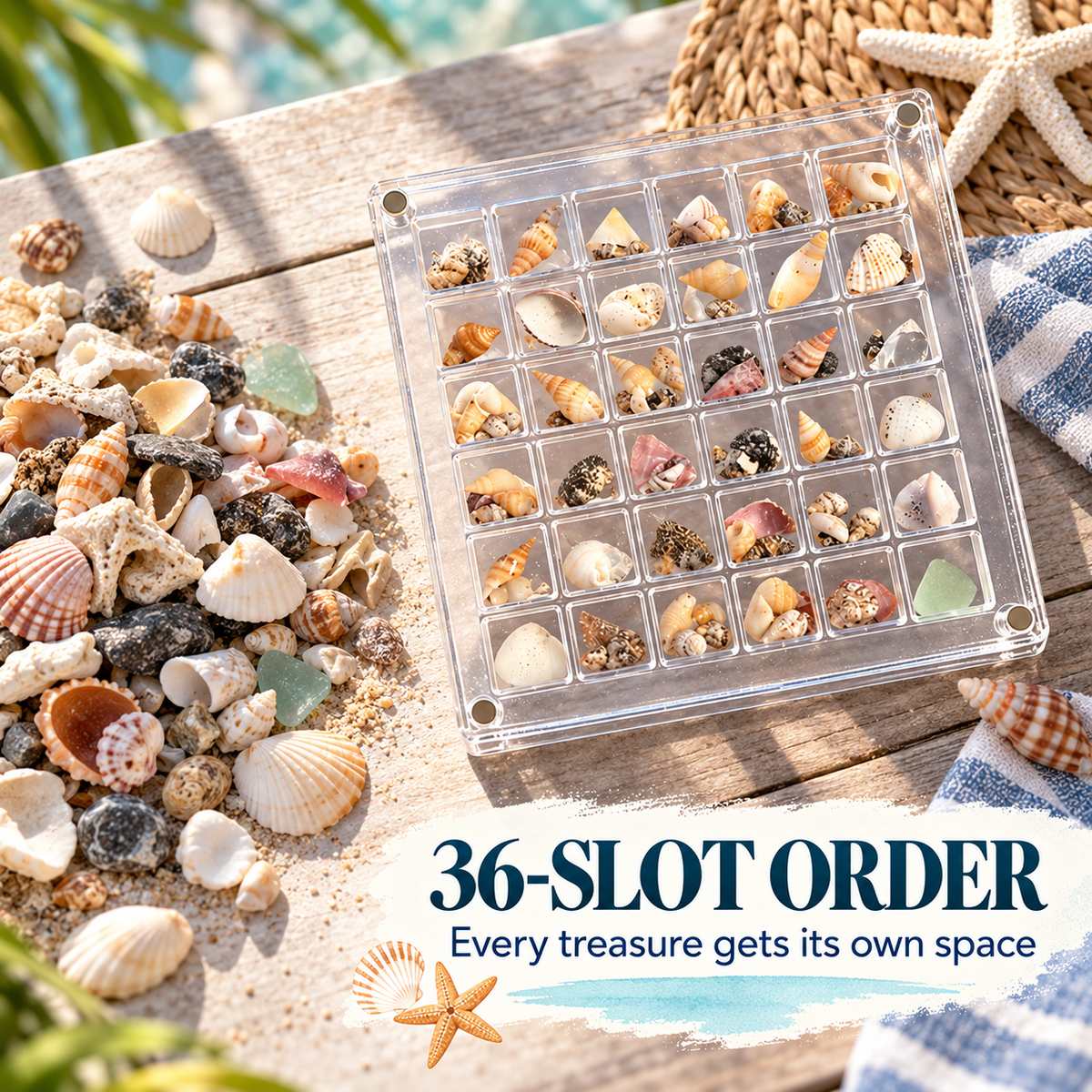 36-Grid Clear Acrylic Organizer Box for Small Collectibles