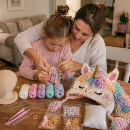 Fantasy Hood Hat DIY Crochet Kit | Premium Soft Yarn Materials with Step-by-Step Guide DIY Handmade Wearable Character