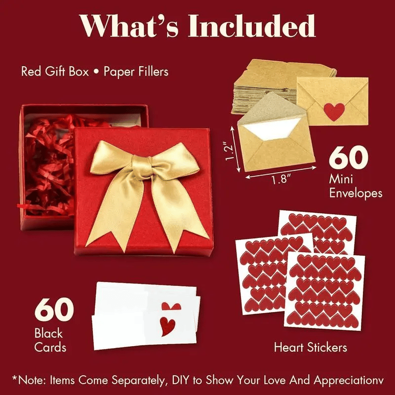 [ ]Love Letters Valentine's Collection | 60 Handwritten Notes & Envelopes | Timeless Romantic Gift